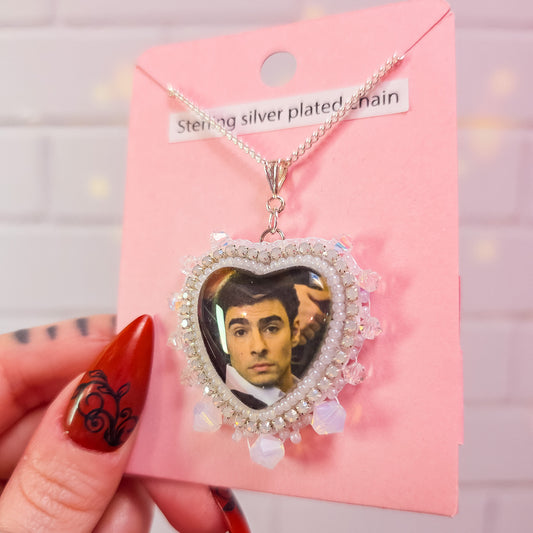 Luigi Mangione White Heart Necklace