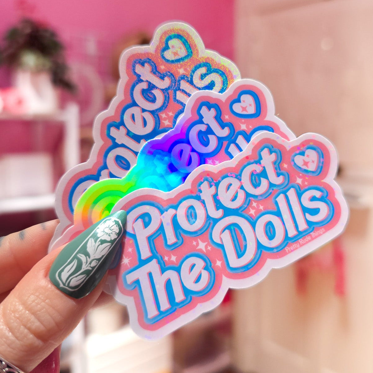 Protect The Dolls Sticker, 3.26 x 1.6 in.