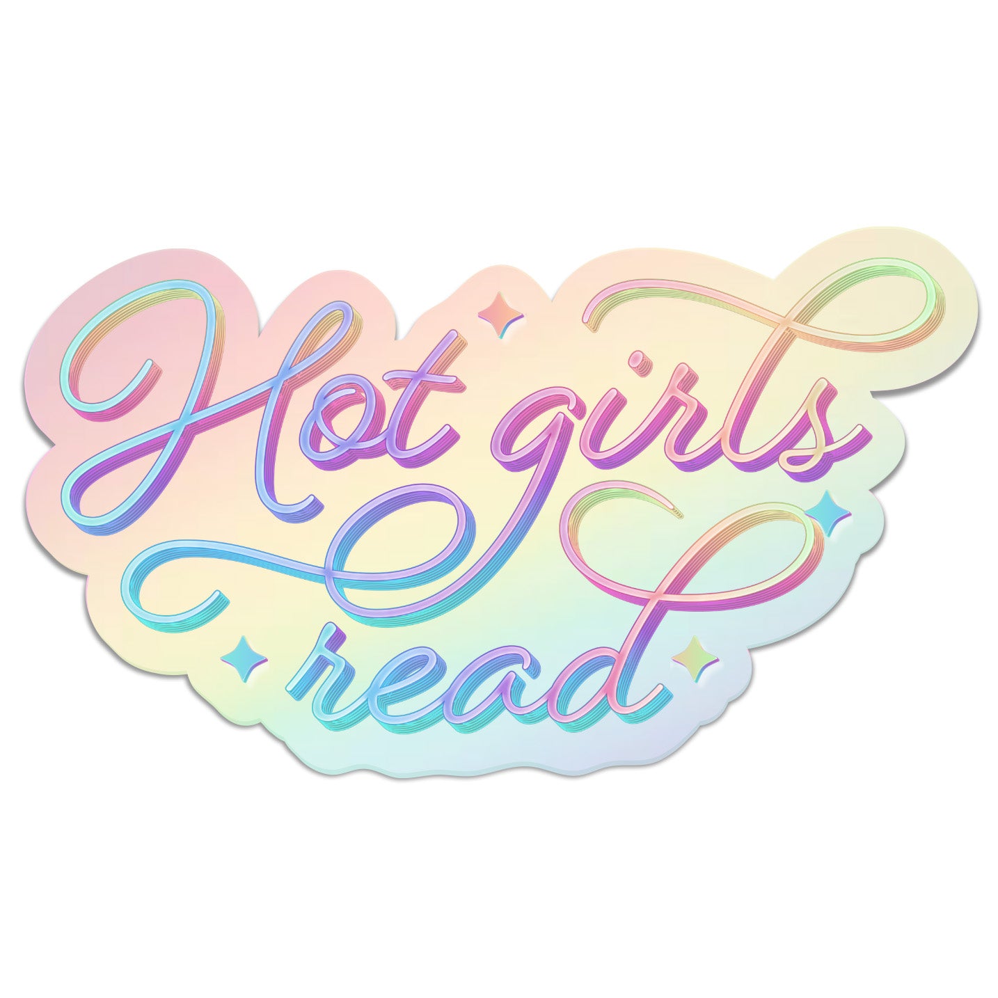 Hot Girls Read Holographic Sticker, 3" x 1.7"
