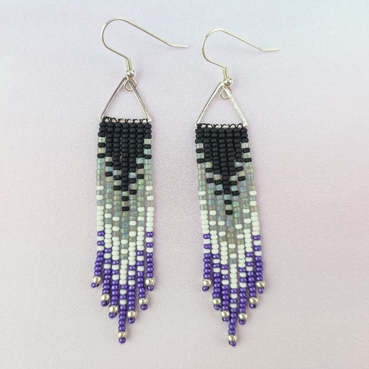 Asexual Pride Beaded Fringe Earrings