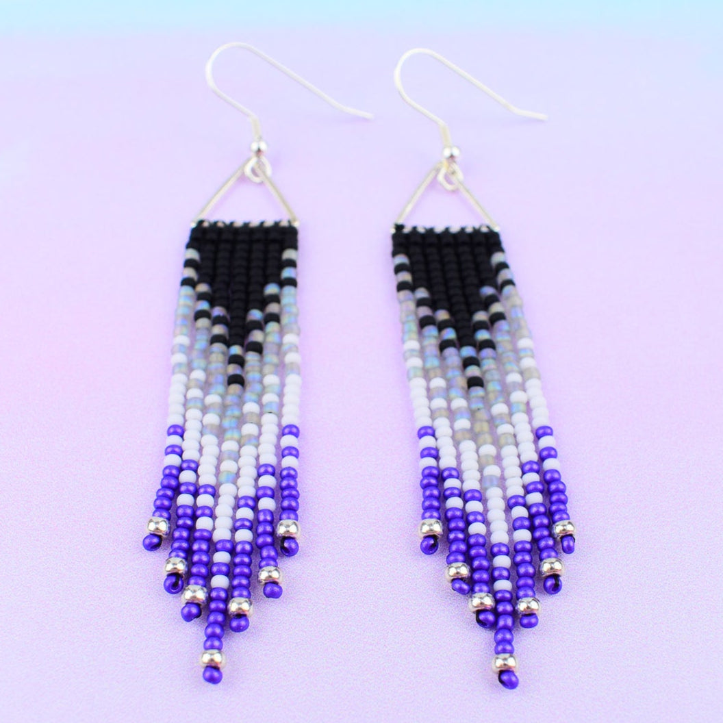 Asexual Pride Beaded Fringe Earrings