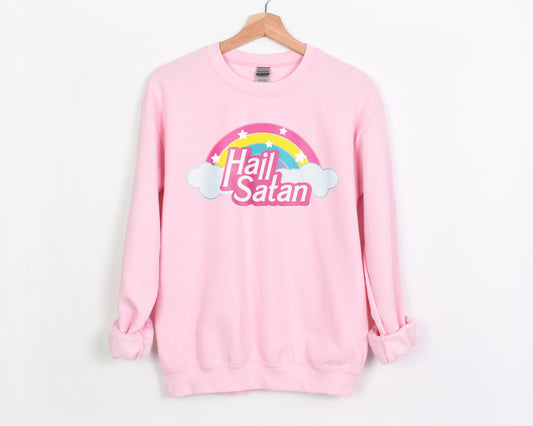 Hail Satan Pink Crewneck Sweatshirt - Unisex