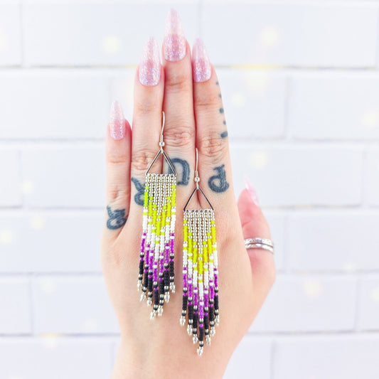 Non Binary Pride Fringe Earrings