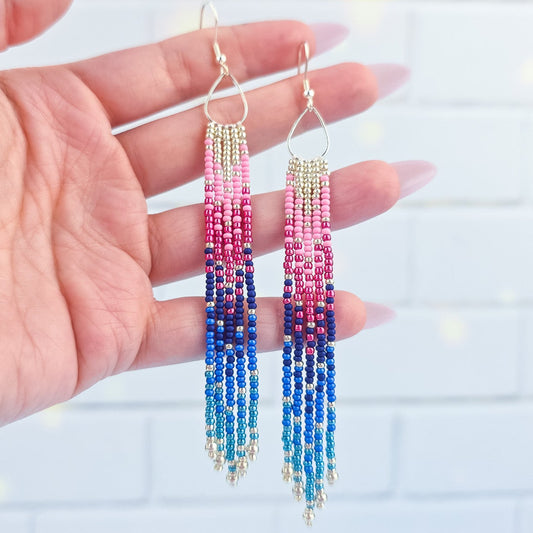 Omnisexual Pride Beaded Fringe Earrings