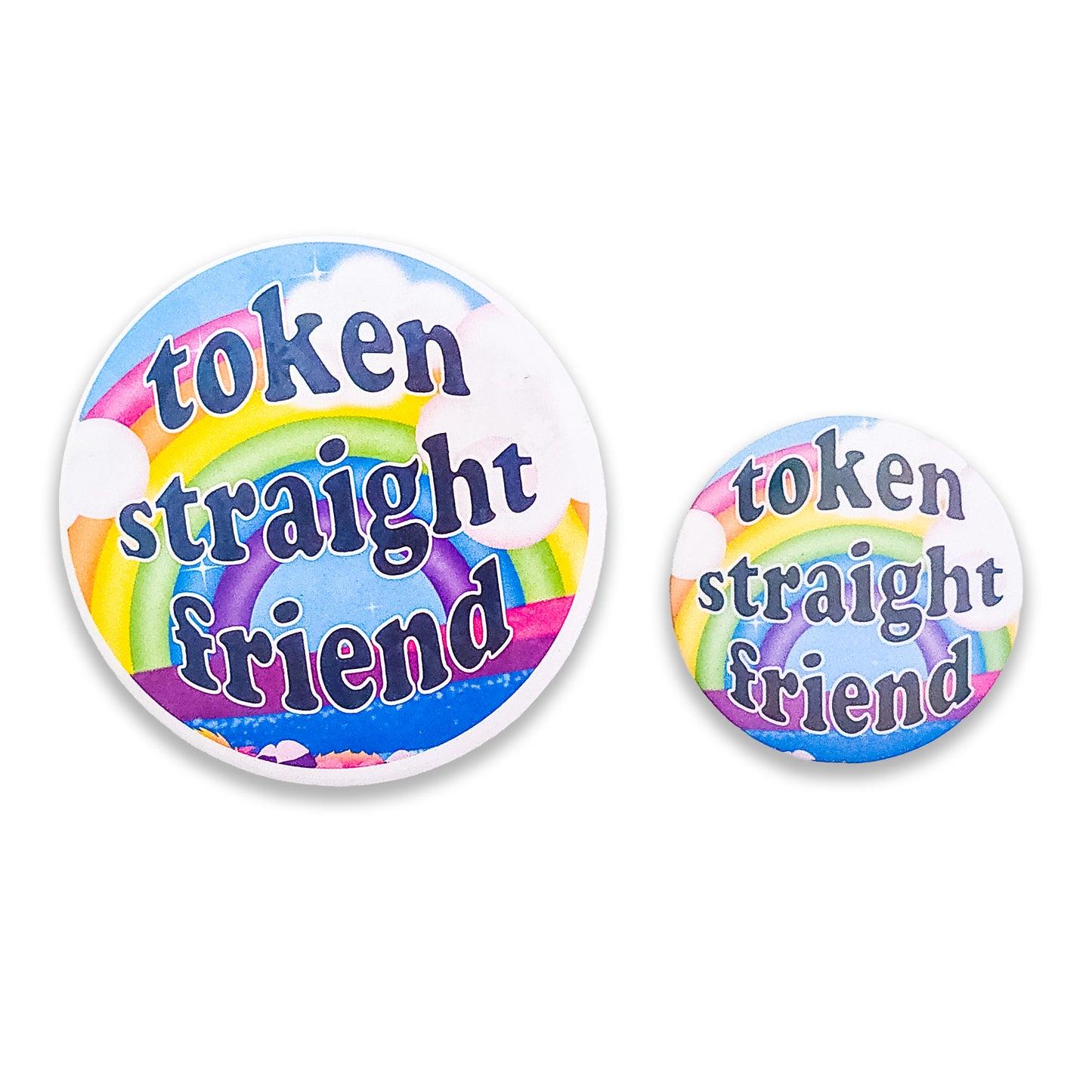 Token Straight Friend Holographic Pinback Button