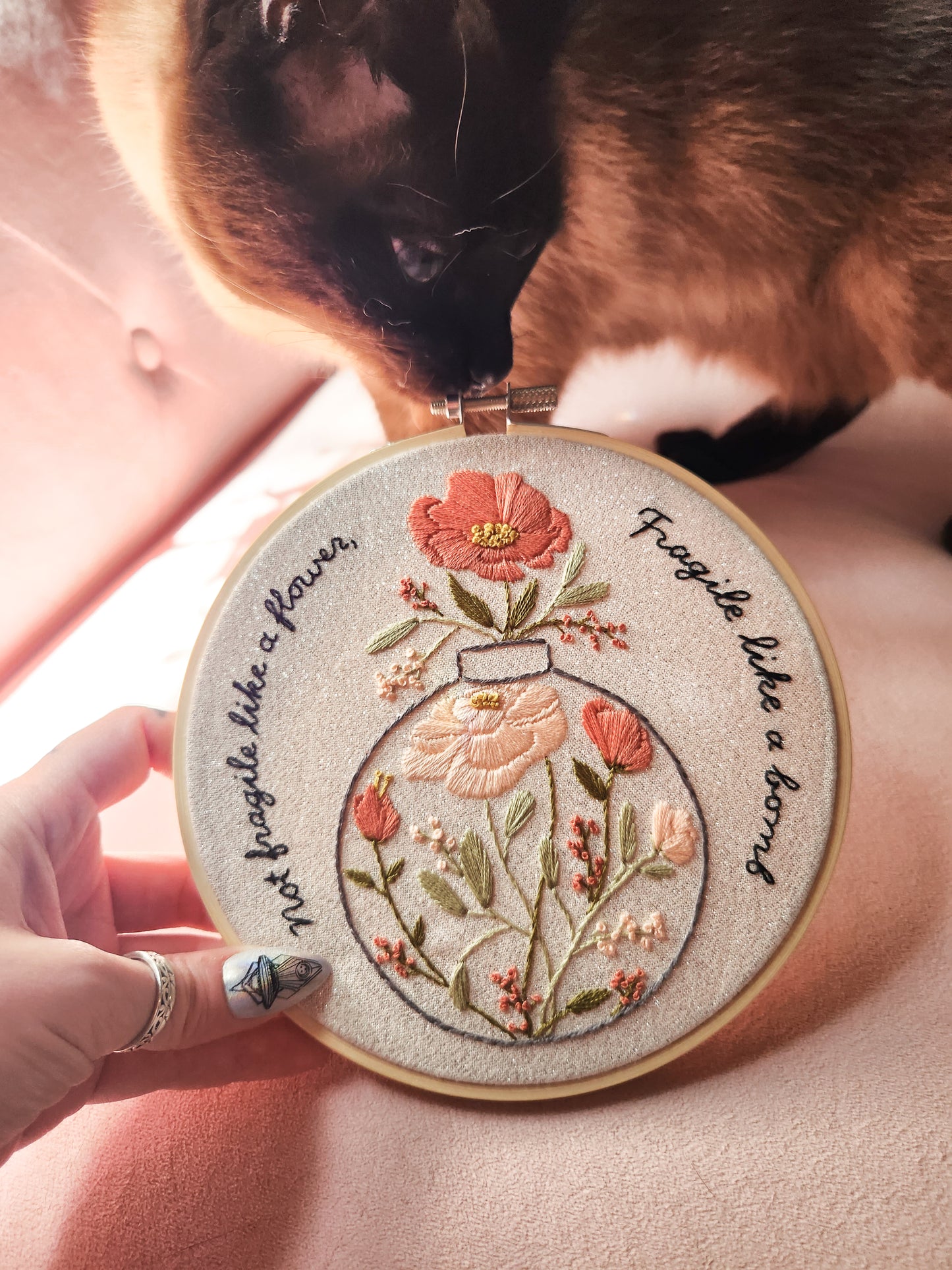 Not fragile like a flower, fragile like a bomb 6" Embroidery Kit