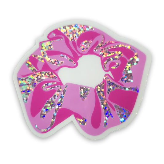 Pink Scrunchie Holographic Sticker, 3 x 2.6 in.