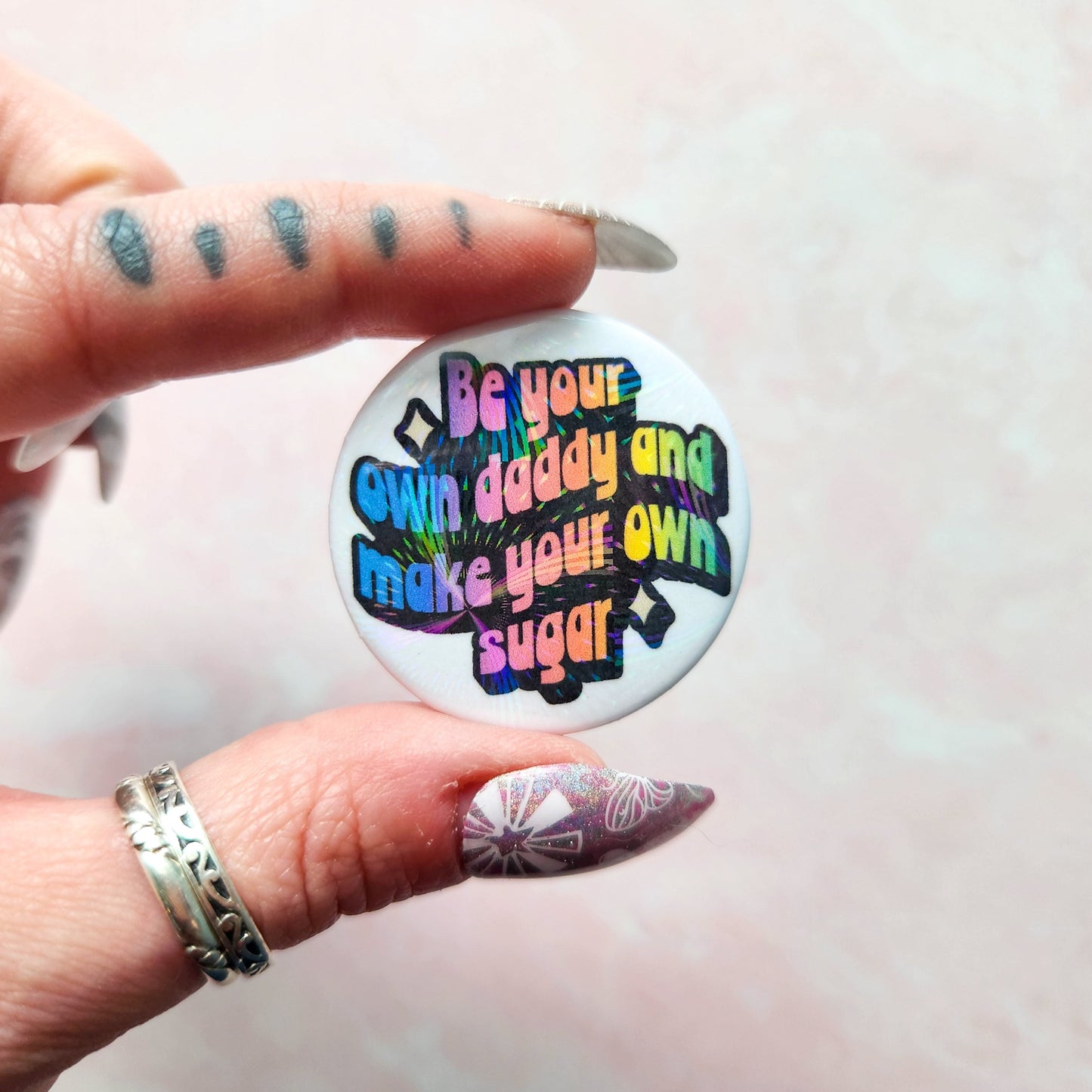 Holographic Sugar Daddy Pinback Button