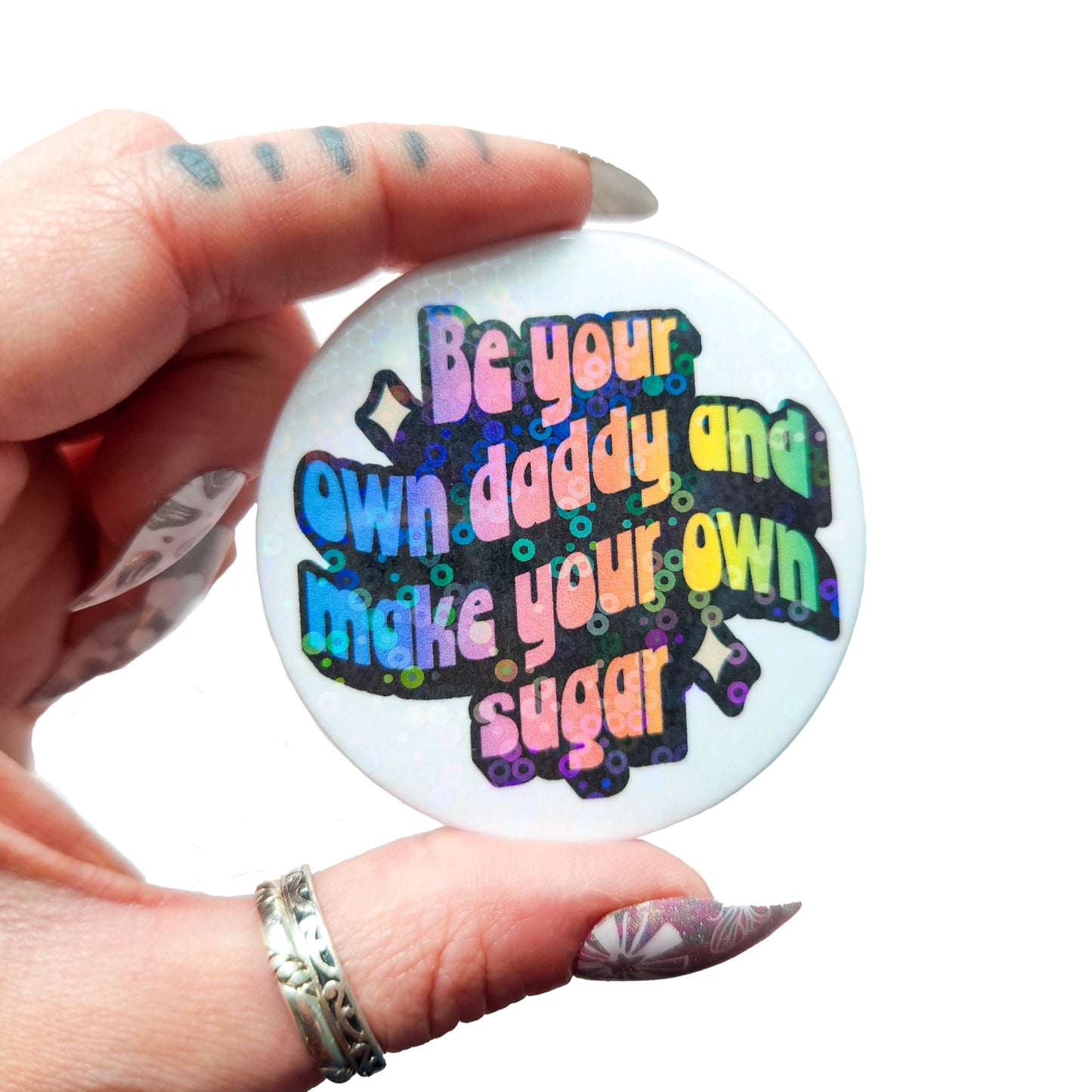 Holographic Sugar Daddy Pinback Button