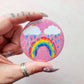 Holographic Rainbow Frowny Face Pinback Button