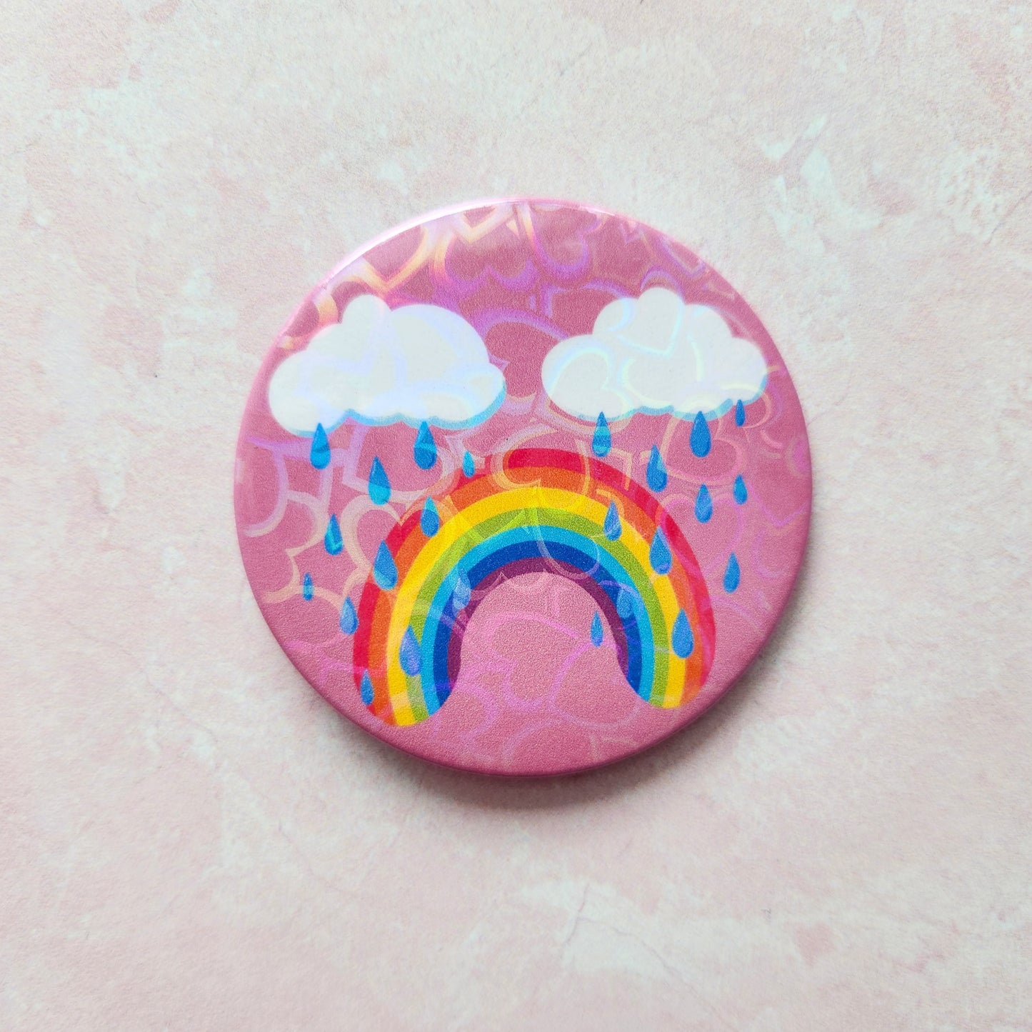 Holographic Rainbow Frowny Face Pinback Button