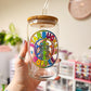 Lisa Frank Starbucks Glass Can With Lid and Straw, 16 oz.