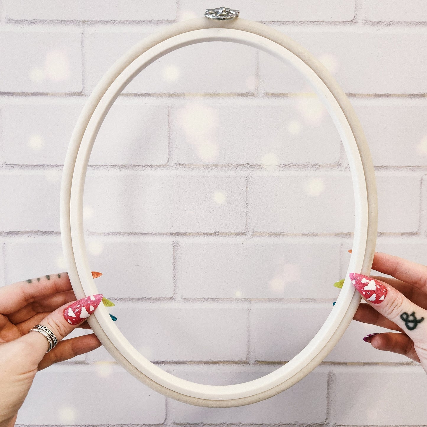 Oval Plastic Flexi Embroidery Hoop - Pink, White or Woodgrain - In Multiple Sizes