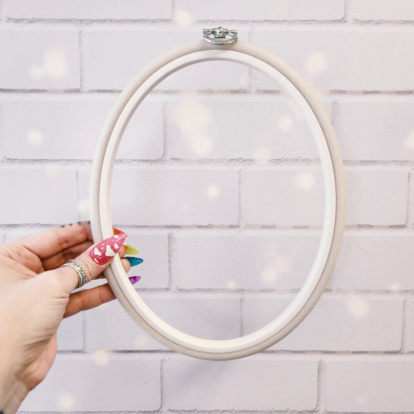 Oval Plastic Flexi Embroidery Hoop - Pink, White or Woodgrain - In Multiple Sizes