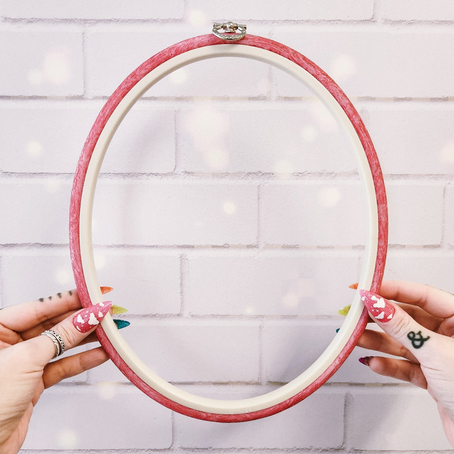 Oval Plastic Flexi Embroidery Hoop - Pink, White or Woodgrain - In Multiple Sizes