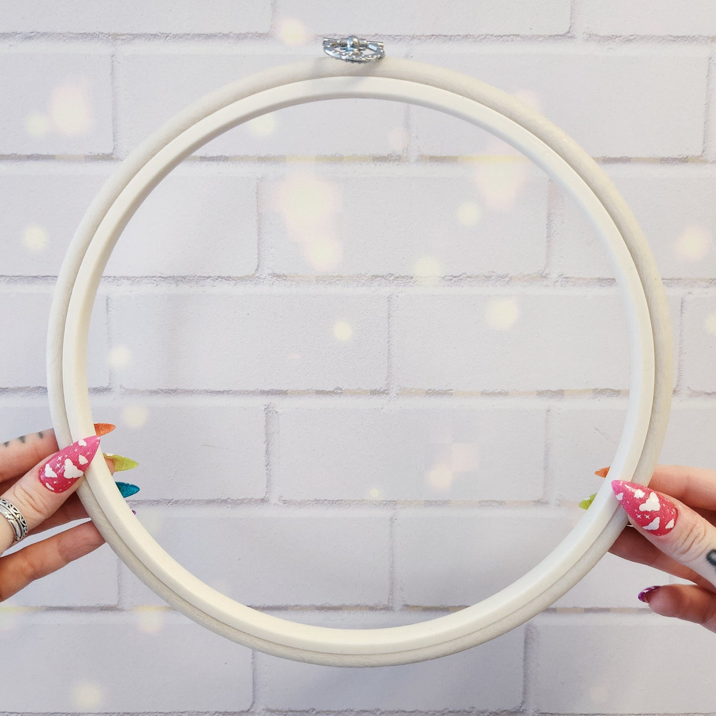 8" or 9.6" Plastic Flexi Embroidery Hoop, Pink or white