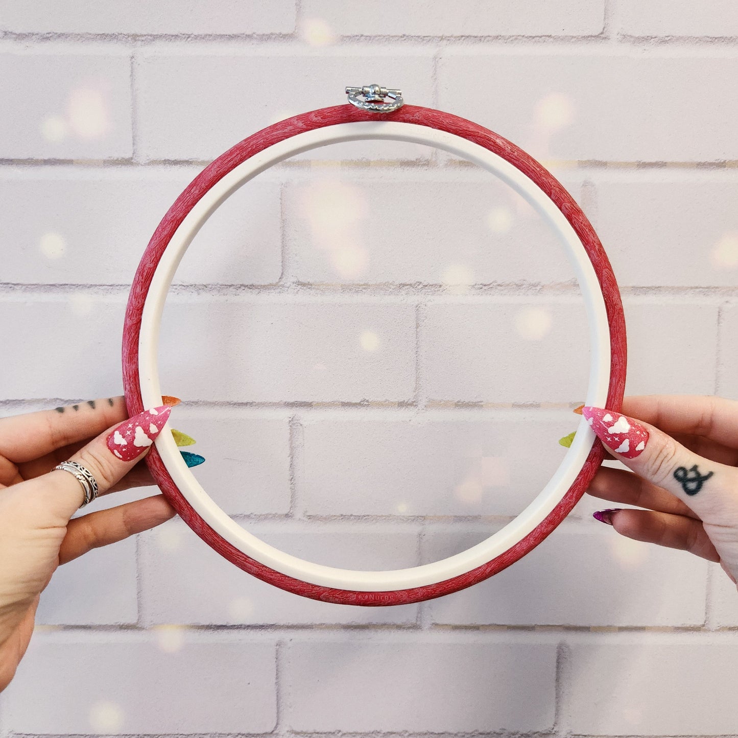 8" or 9.6" Plastic Flexi Embroidery Hoop, Pink or white