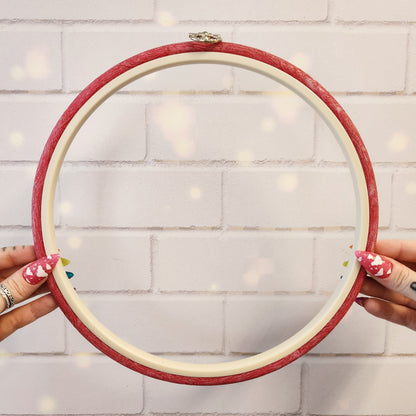 8" or 9.6" Plastic Flexi Embroidery Hoop, Pink or white