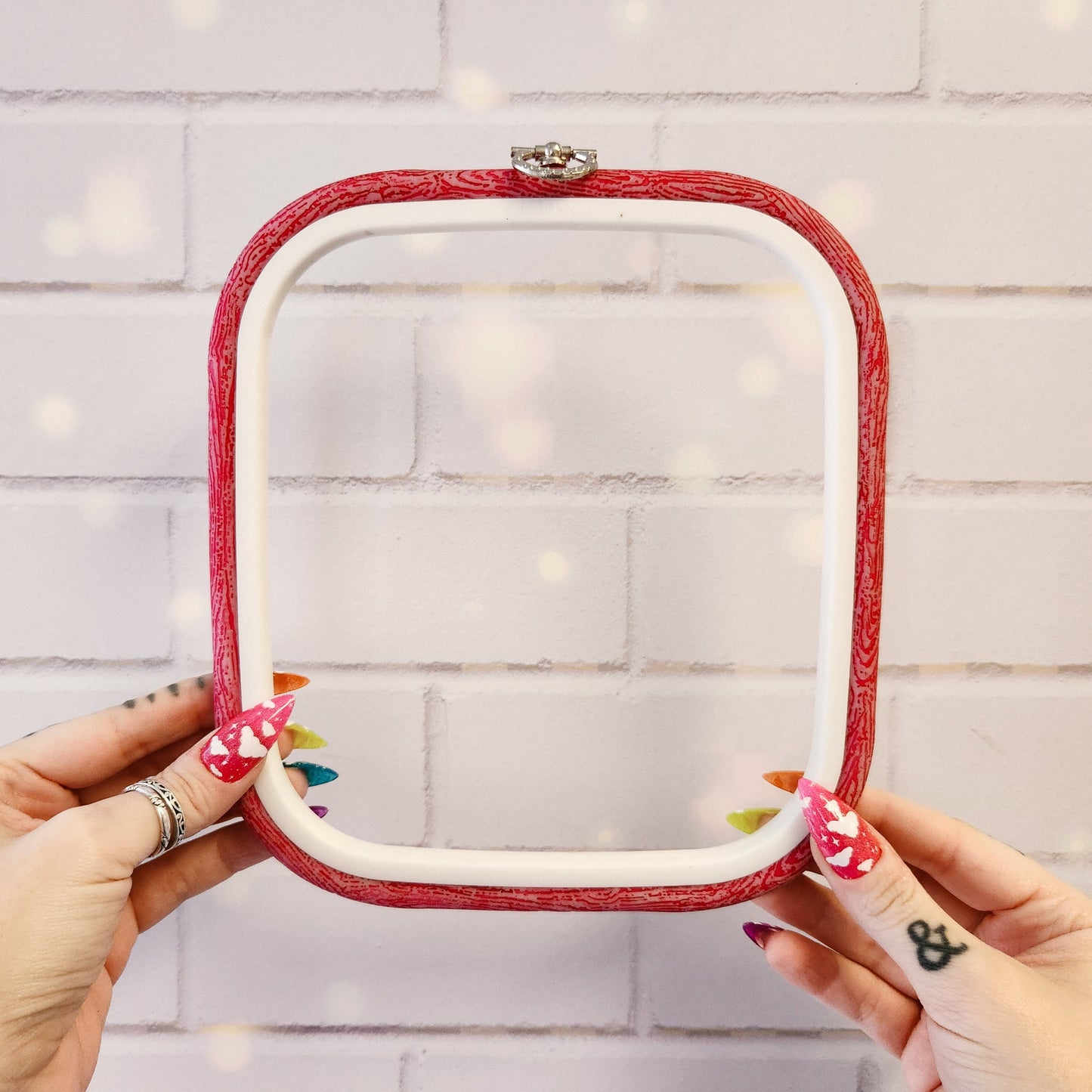 Square Plastic Flexi Embroidery Hoop, Pink or White, In Multiple Sizes