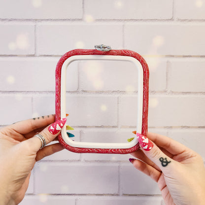 Square Plastic Flexi Embroidery Hoop, Pink or White, In Multiple Sizes