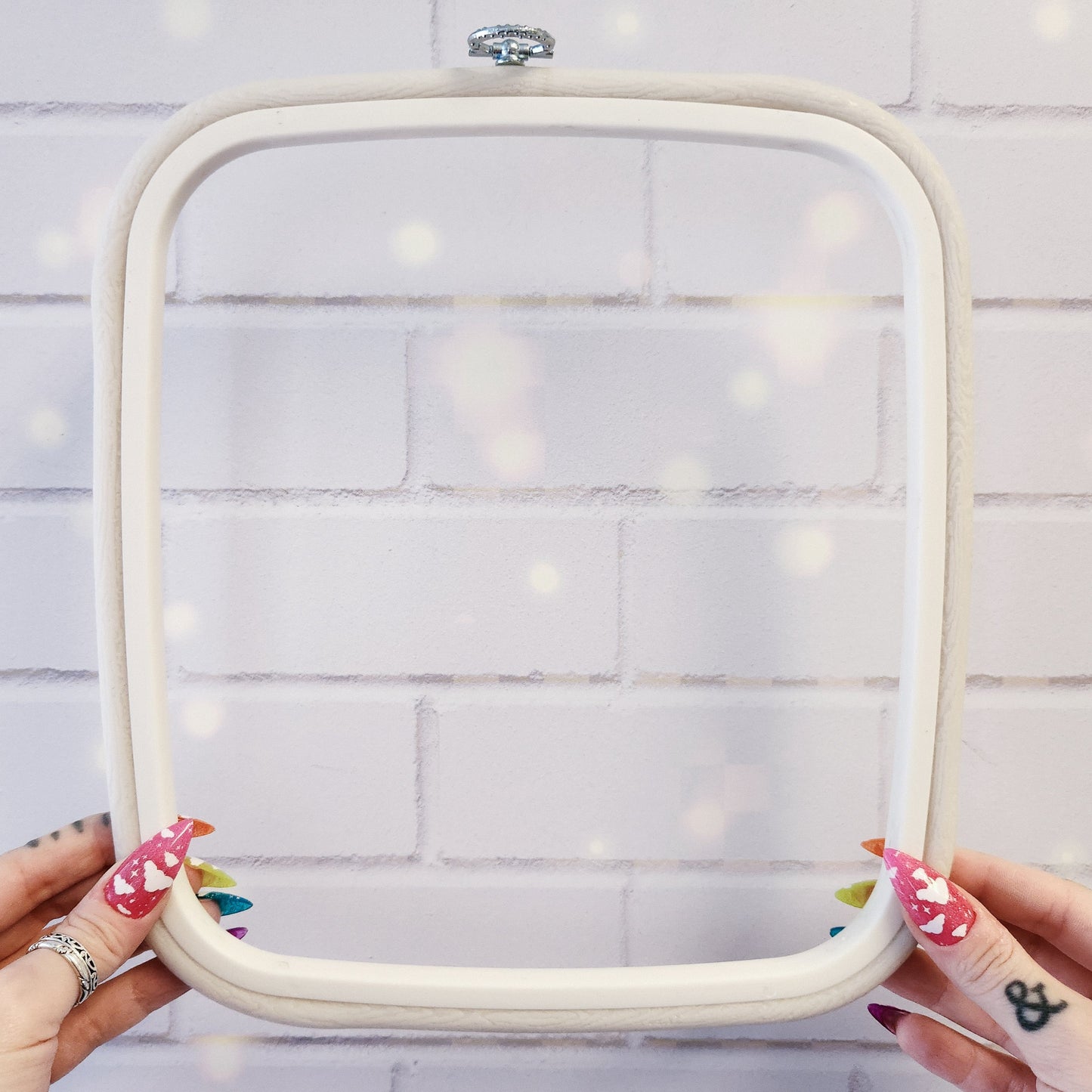 Square Plastic Flexi Embroidery Hoop, Pink or White, In Multiple Sizes