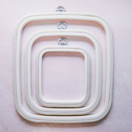 Square Plastic Flexi Embroidery Hoop, Pink or White, In Multiple Sizes