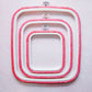 Square Plastic Flexi Embroidery Hoop, Pink or White, In Multiple Sizes