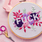 Pink Negative Space FUCK Embroidery Kit - Beginner Friendly