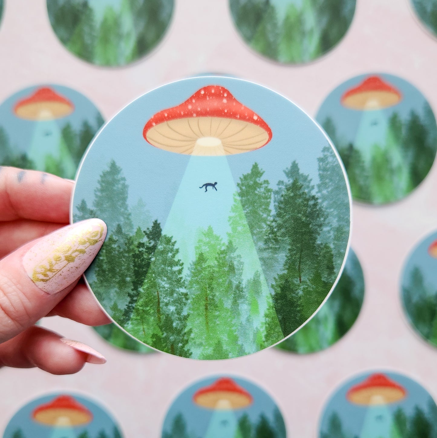 UFO Mushroom Sticker, 3"