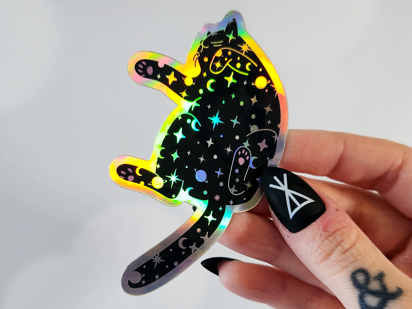 Holographic Outer Space Cat Sticker