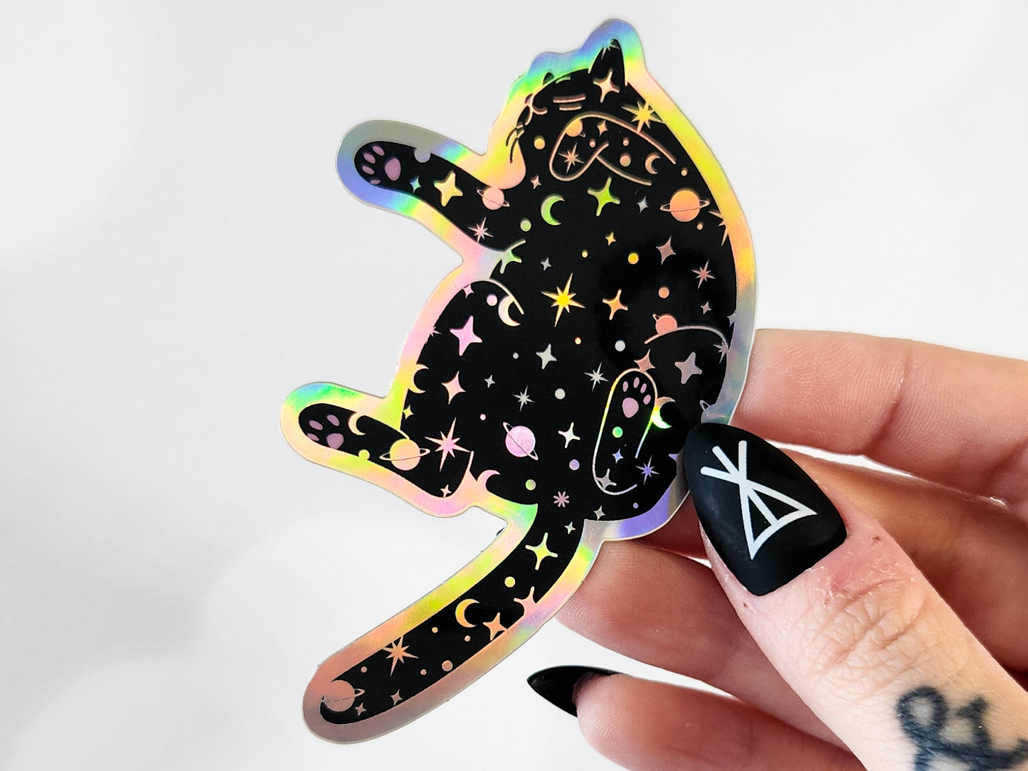 Holographic Outer Space Cat Sticker