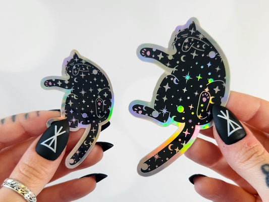 Holographic Outer Space Cat Sticker