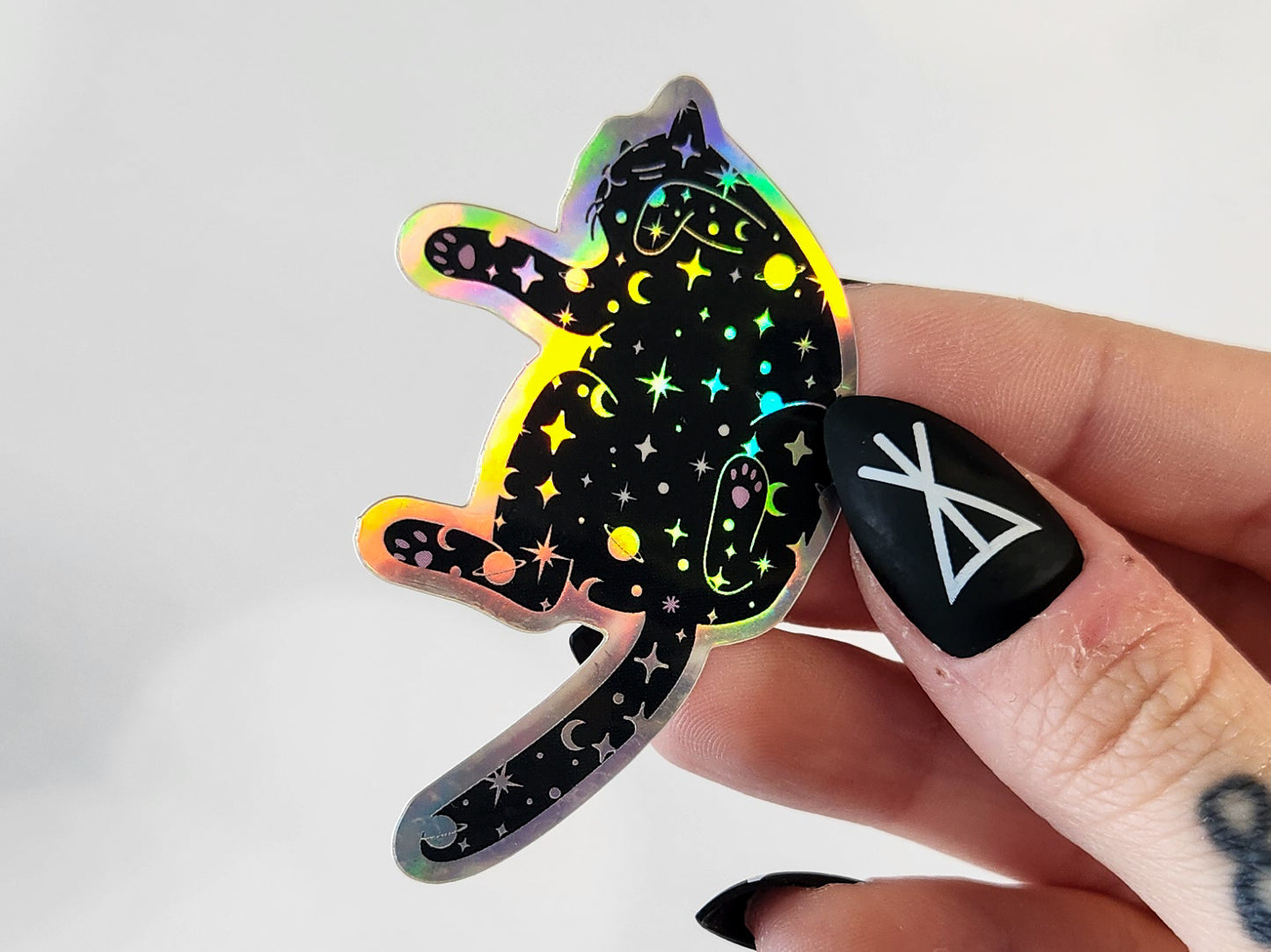 Holographic Outer Space Cat Sticker