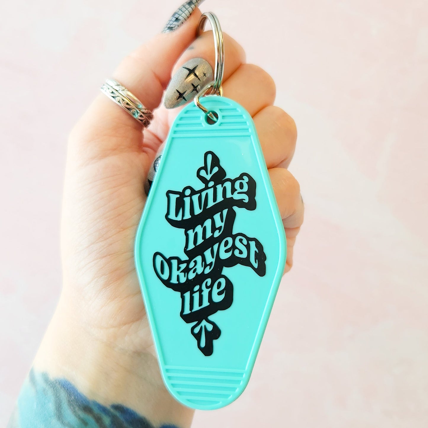 Living My Okayest Life Motel Keychain