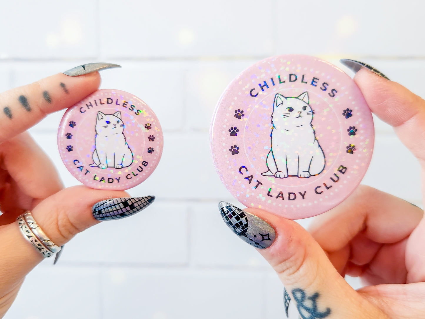 Childless Cat Lady Club Holographic Pinback Button