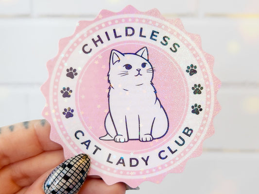 Childless Cat Lady Club Sticker, 3"