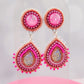 Pink Dangle Hand Beaded Earrings