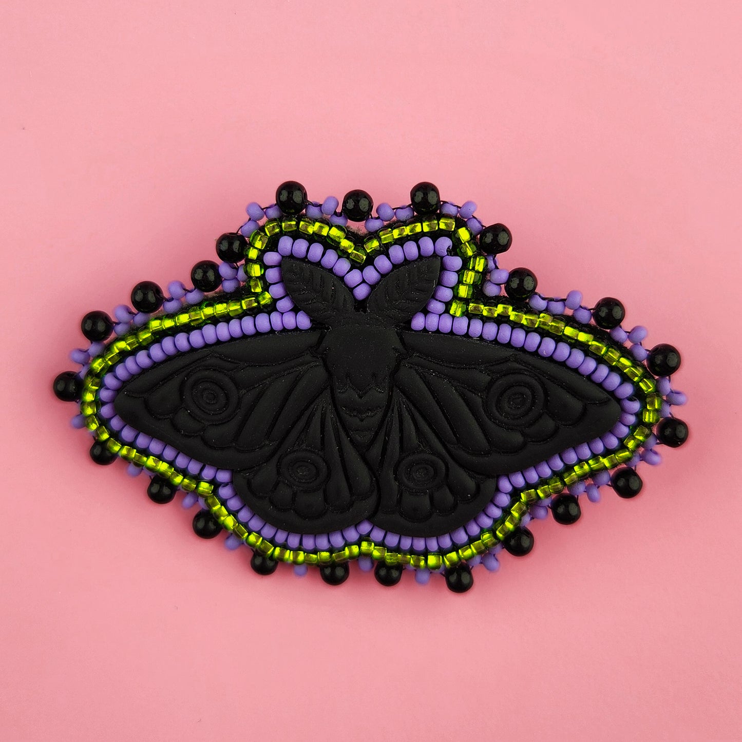 Moth Hand Beaded Brooch