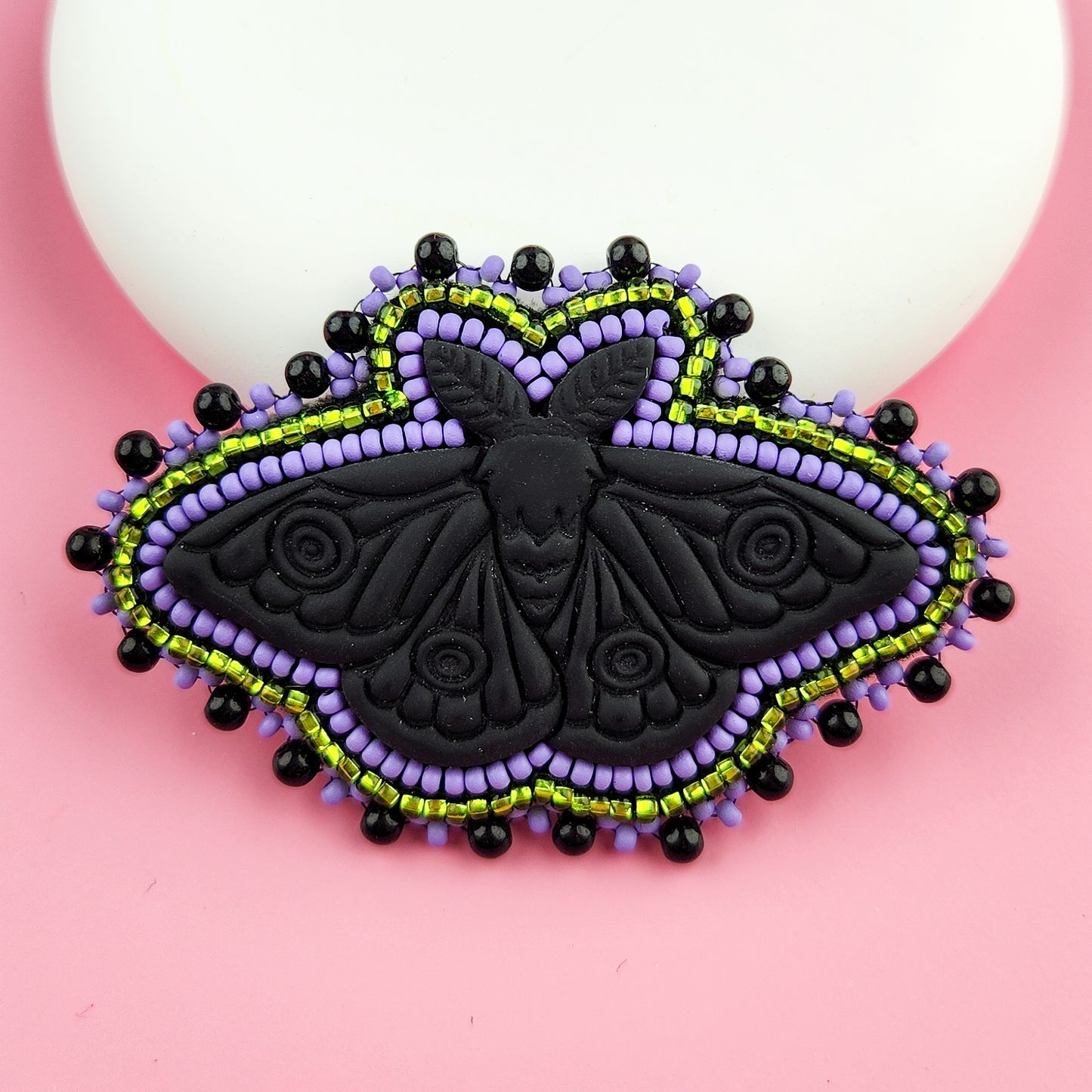 Moth Hand Beaded Brooch