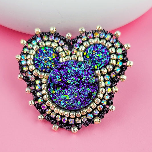 Small Blue Mickey Mouse Hand Beaded Pin