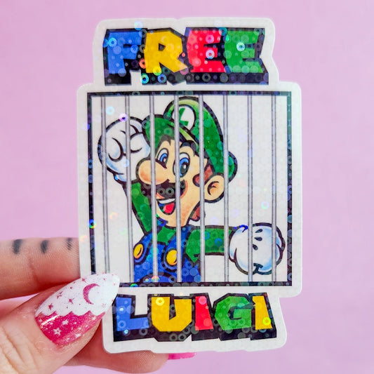 Free Luigi Mangione Holographic Sticker, 2.2 x 3.3 in.