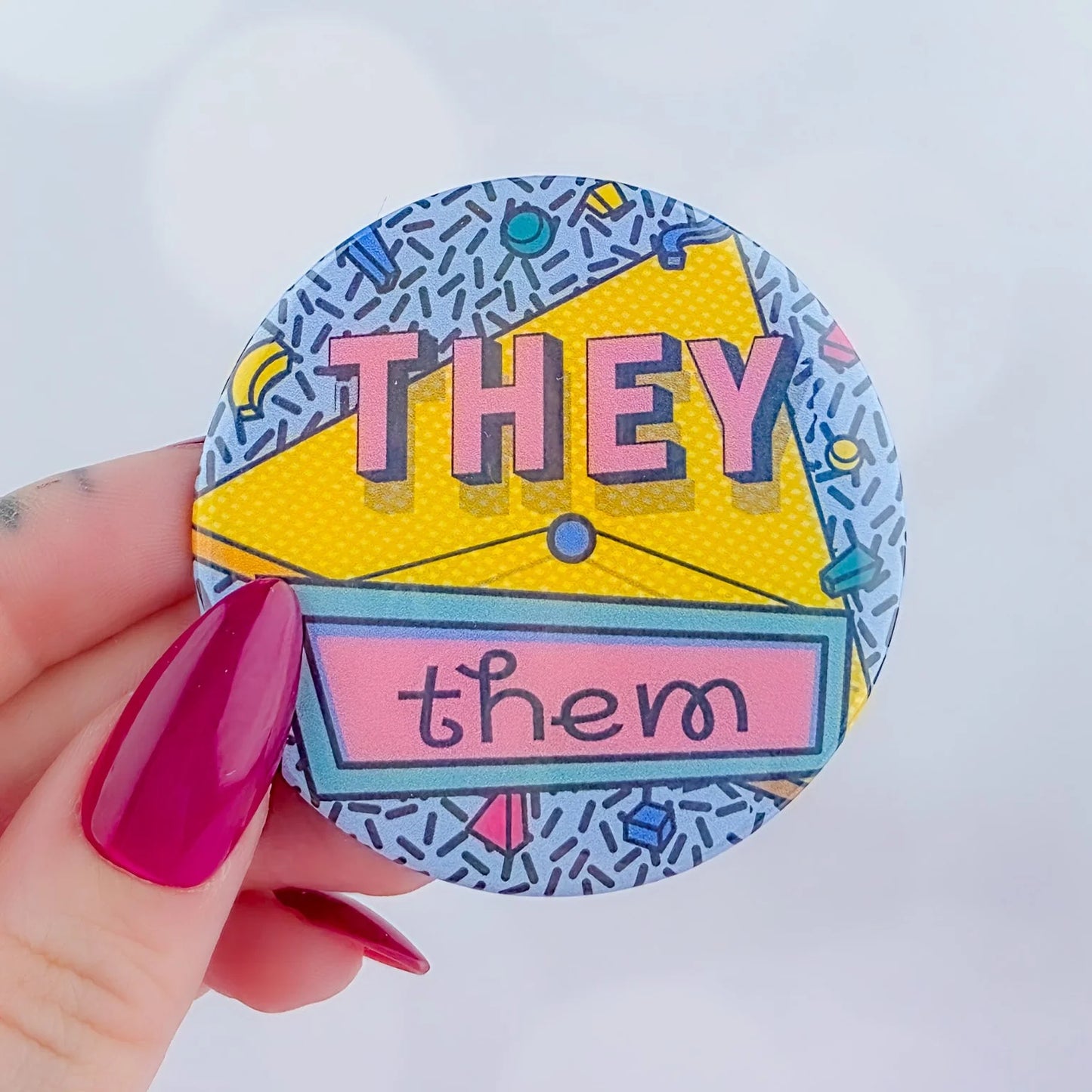 90s Pronouns Button