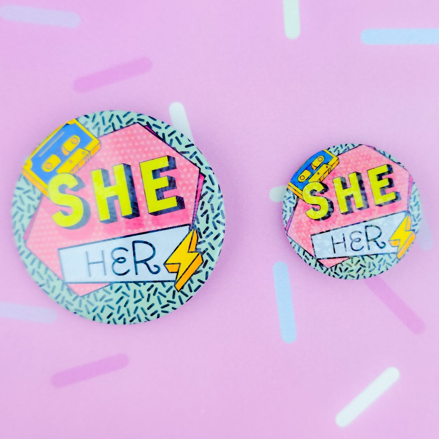 90s Pronouns Button