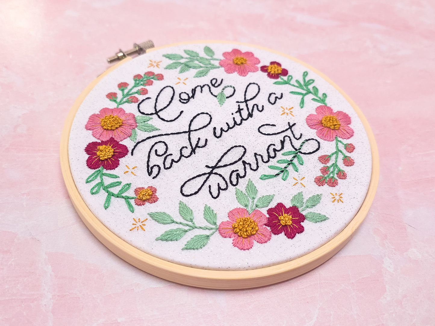 Come Back With a Warrant Embroidery Kit - Beginner Friendly