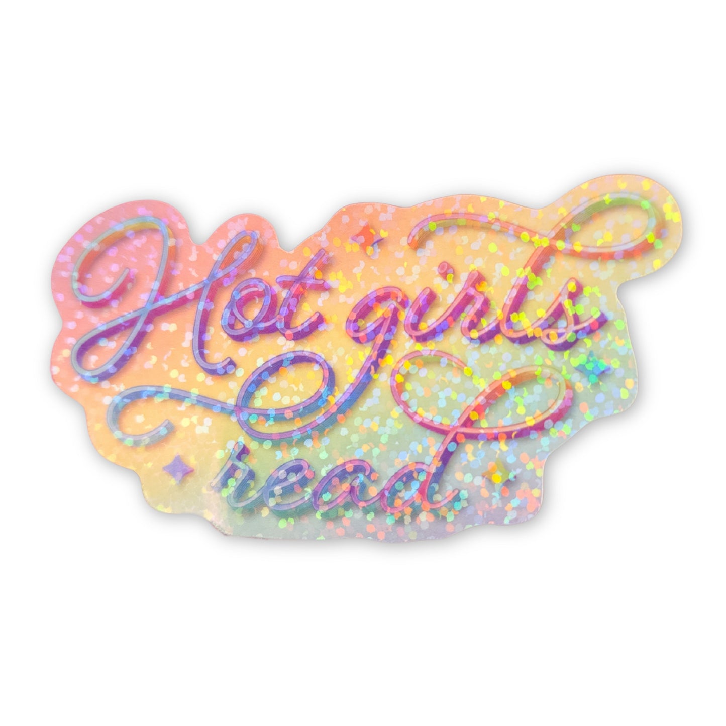 Hot Girls Read Holographic Sticker, 3" x 1.7"
