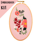 Beginner Embroidery Kit - Poppy Flower Cat Kit, 8 x 5 in.