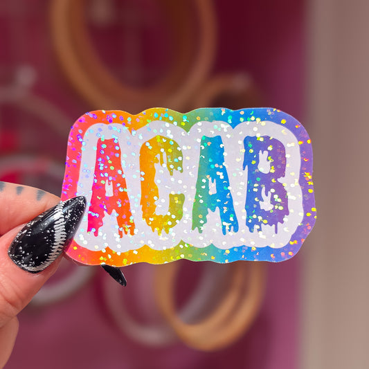ACAB Rainbow Holographic Sticker, 3 x 1.8 in.