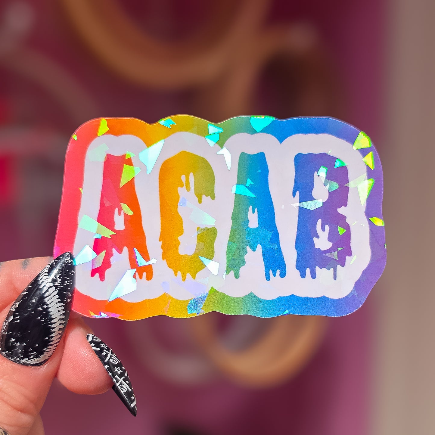 ACAB Rainbow Holographic Sticker, 3 x 1.8 in.