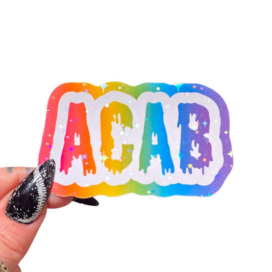 ACAB Rainbow Holographic Sticker, 3 x 1.8 in.