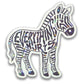 Zebra-shaped sticker with 'EVERYTHING HURTS' text on a white background
